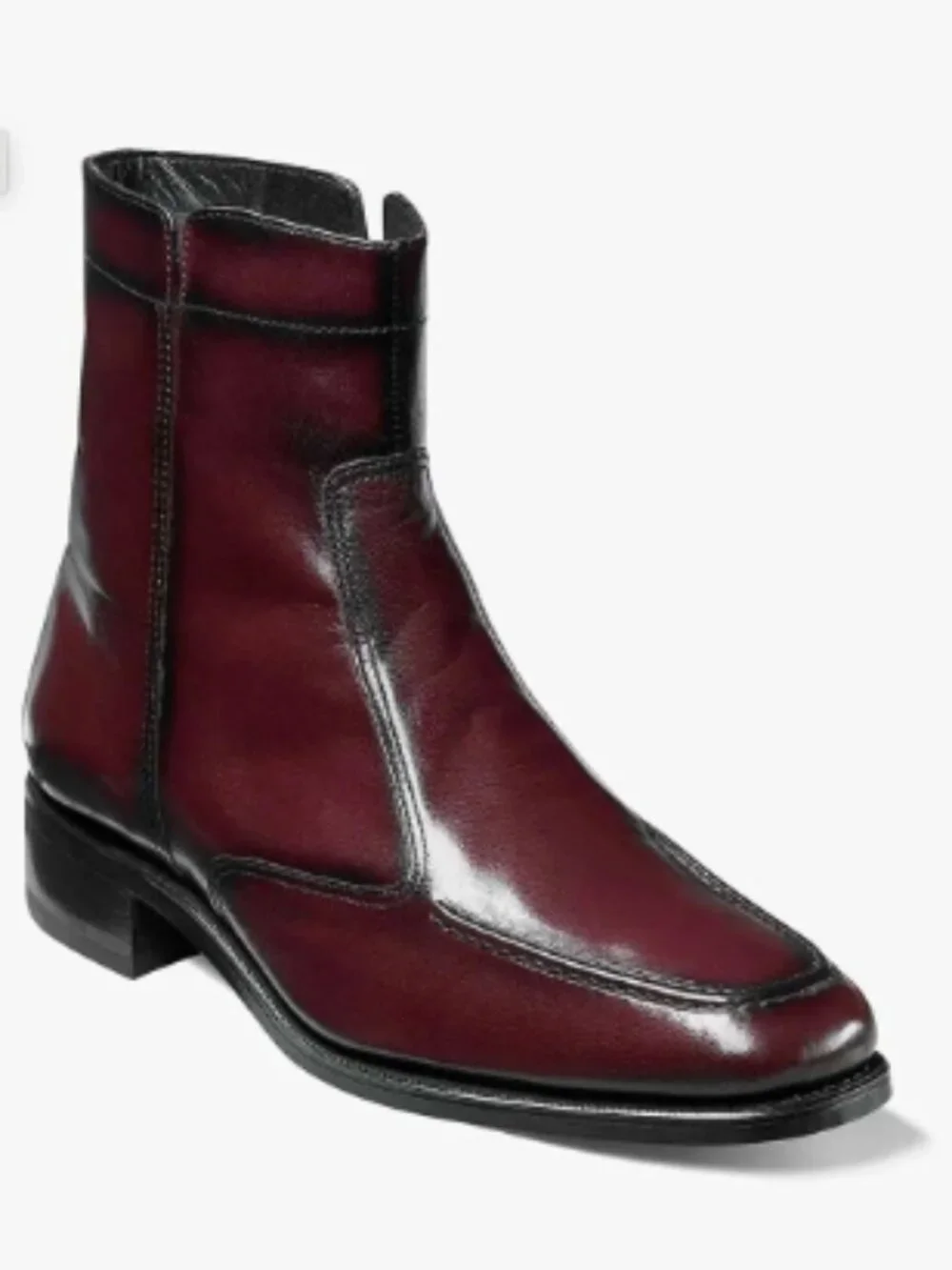 Florsheim Essex Moc Toe Zipper Boot, Black Cherry, Men's 9